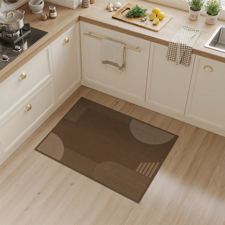 Brown and Tan Modern Brown Geometric Area Rug