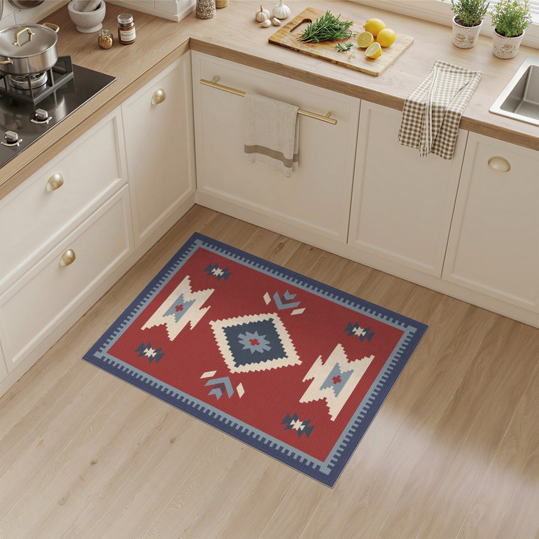 Red Southwestern Geometric Area Rug