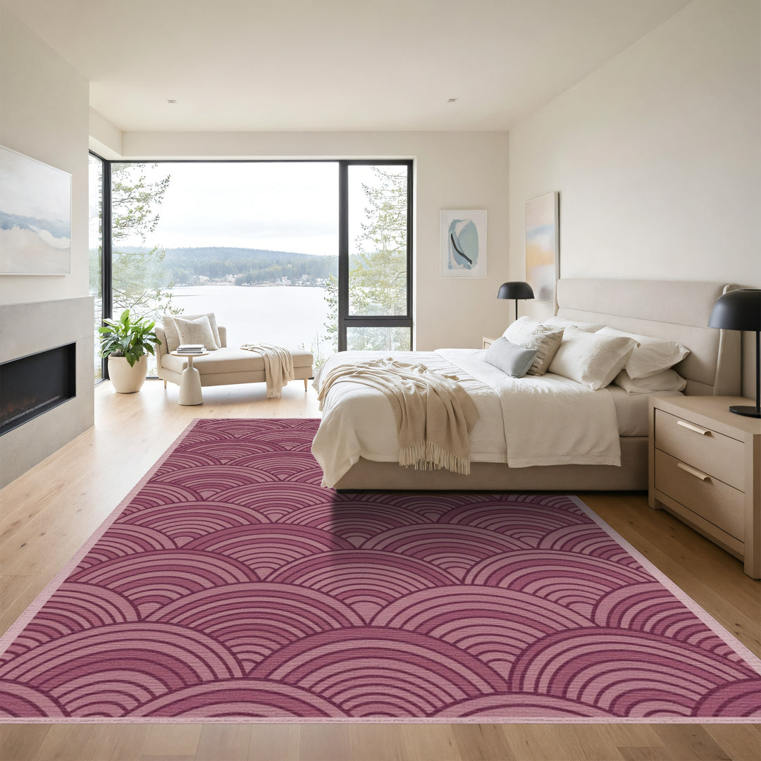 Mauve Scalloped Shell Arrangement Rug
