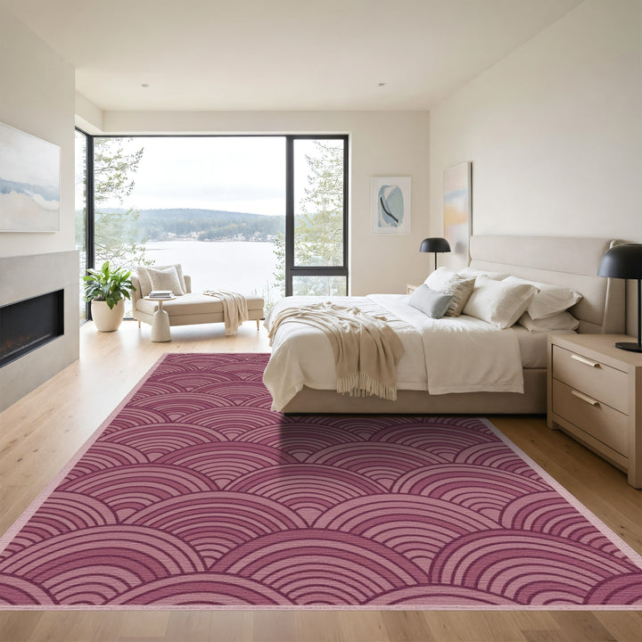 Mauve Scalloped Shell Arrangement Rug