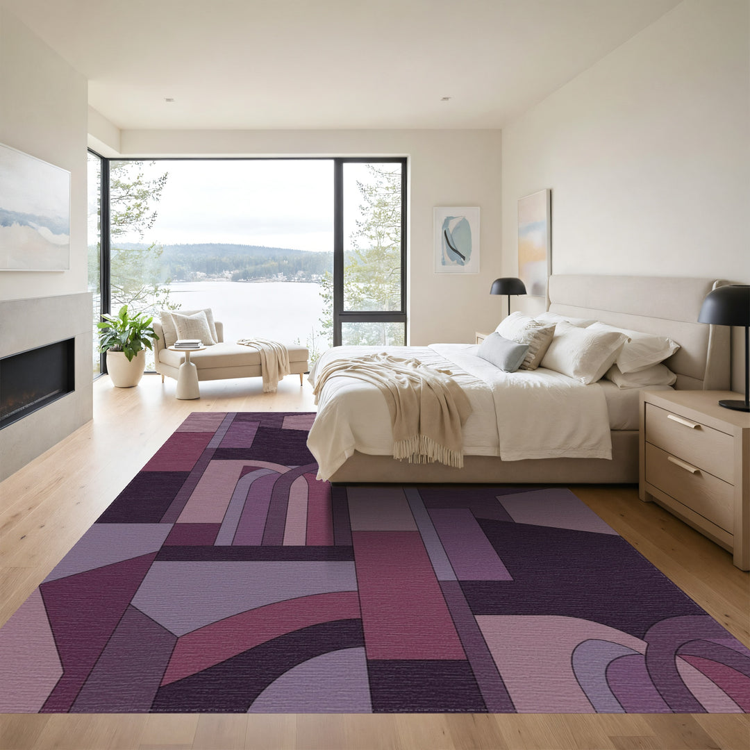 Geometric Arch Abstract Purple Rug