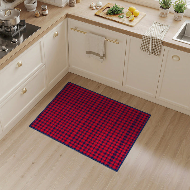Red Navy Checkered Area Rug