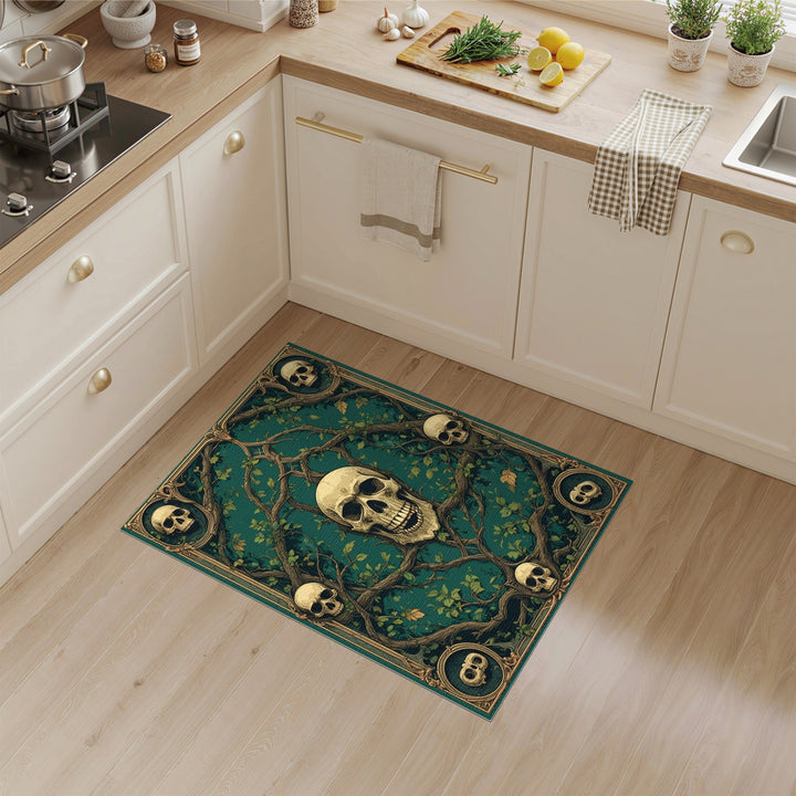 Skull Vine Teal Area Rug
