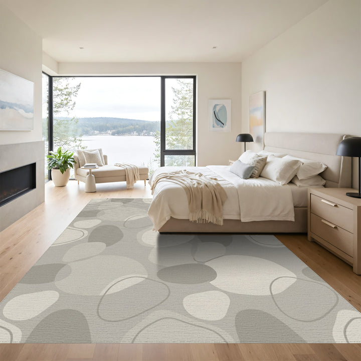 Neutral Pebble Organic Overlay Rug