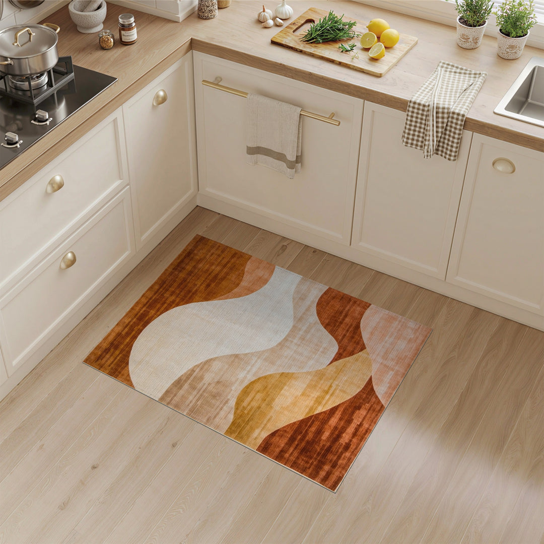 Brown and Tan Abstract Brown Waves Area Rug
