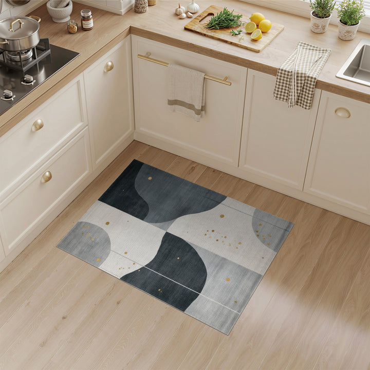 Grey Abstract Wave Area Rug