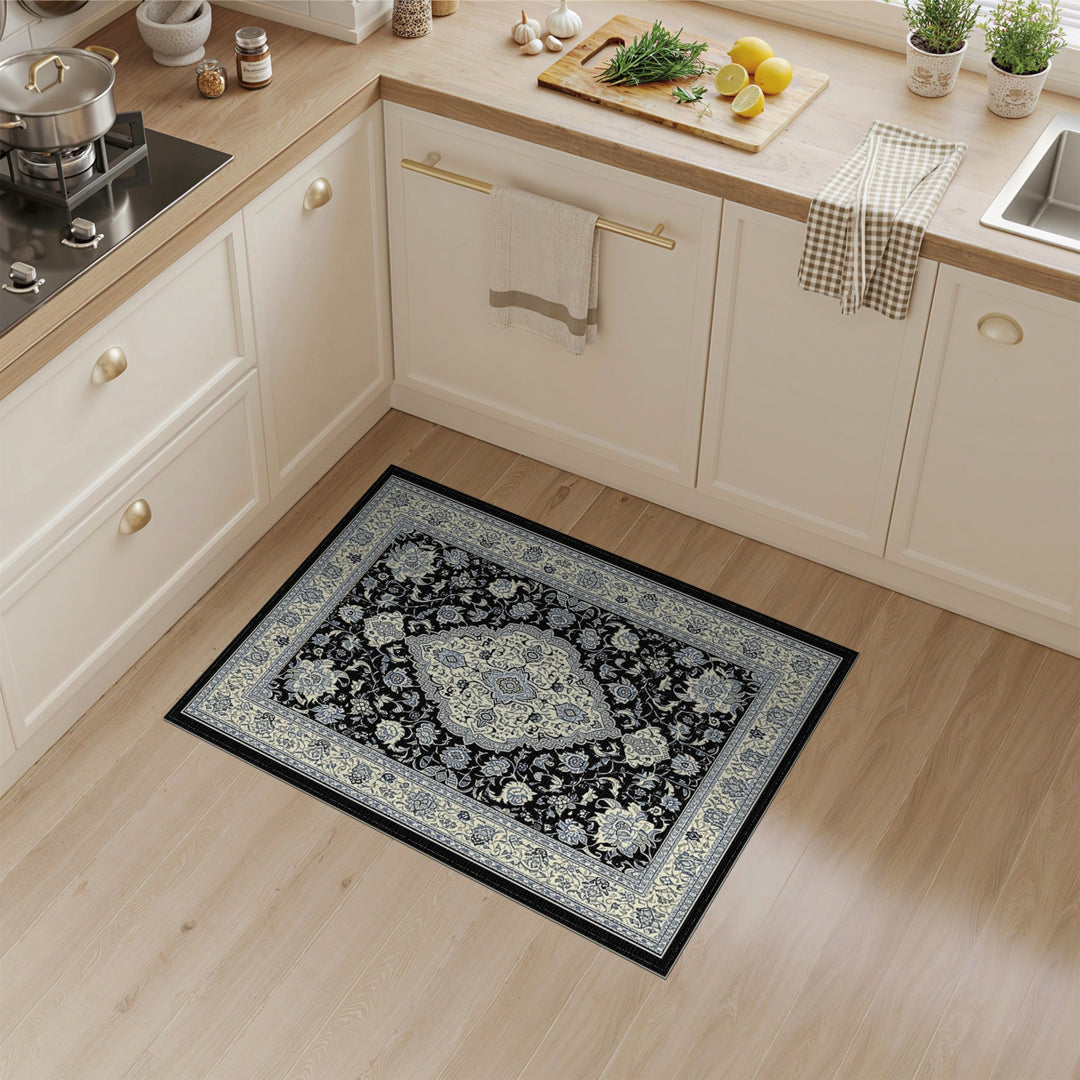 Black Ivory Persian Floral Area Rug