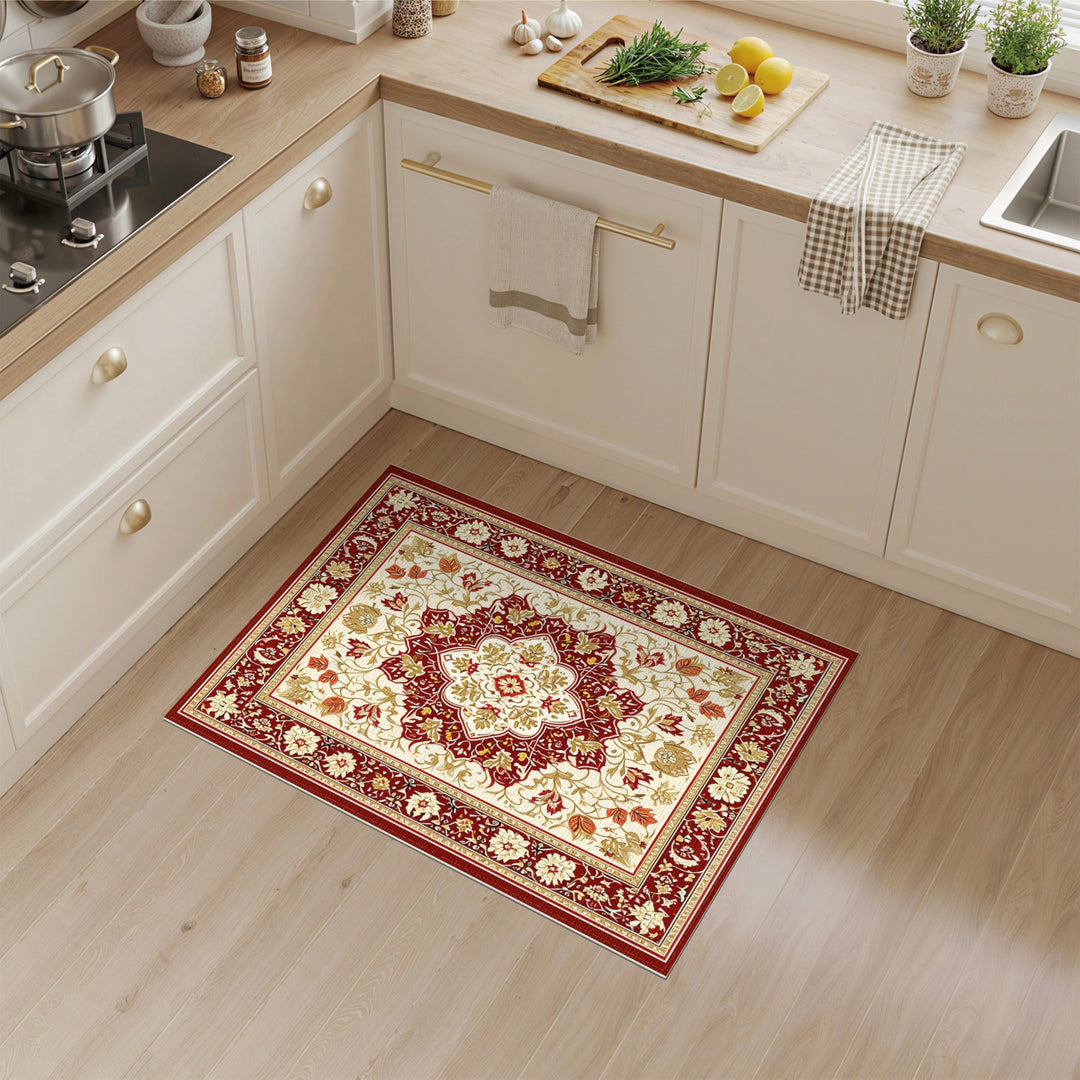 Red Persian Floral Medallion Area Rug