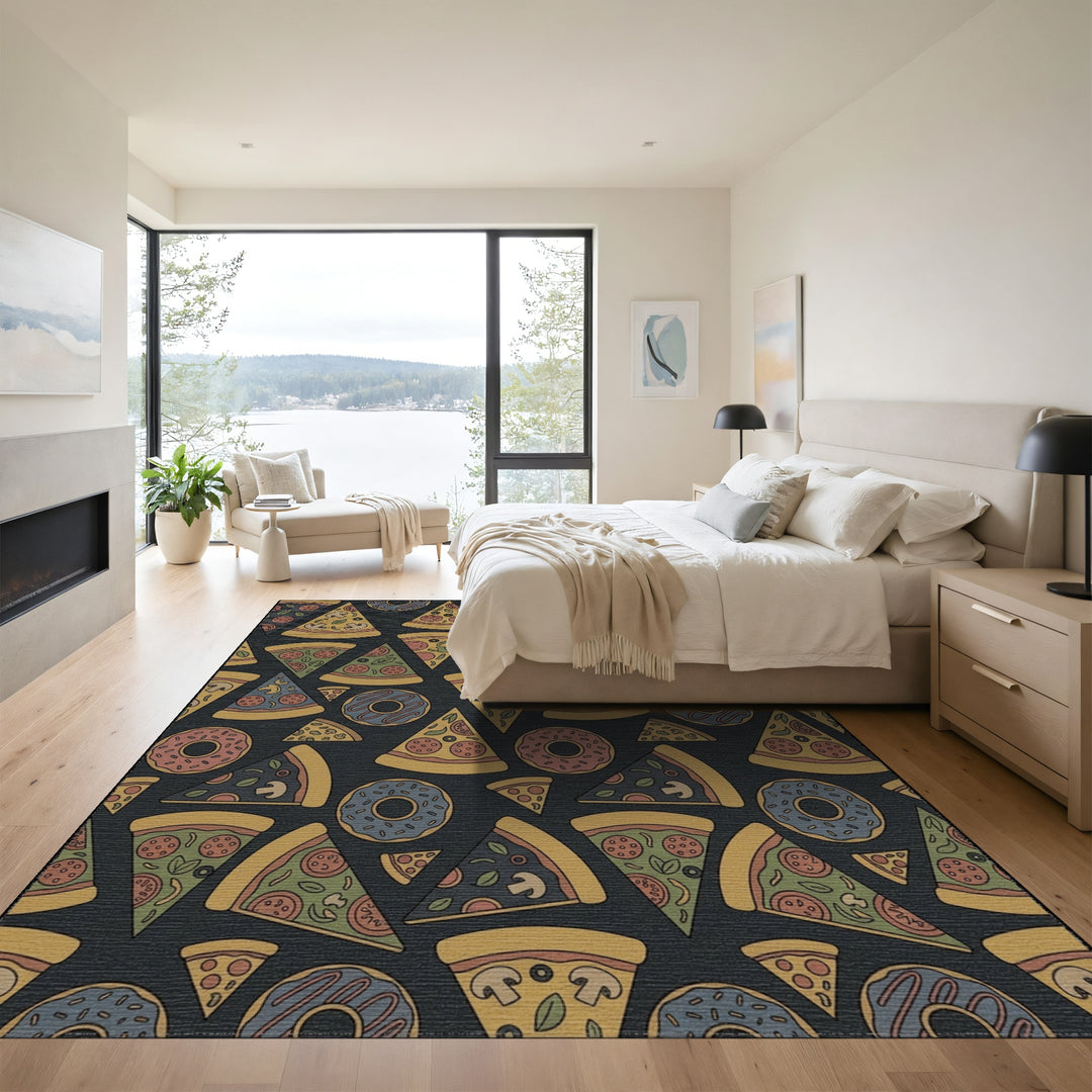 Whimsical Pizza and Donut Repeat Rug
