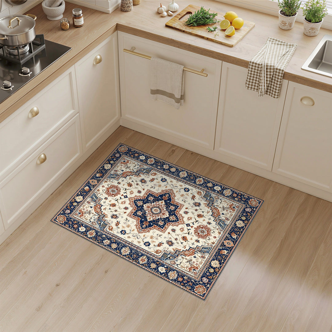Navy Medallion Navy Blue Traditional Persian Medallion Rug