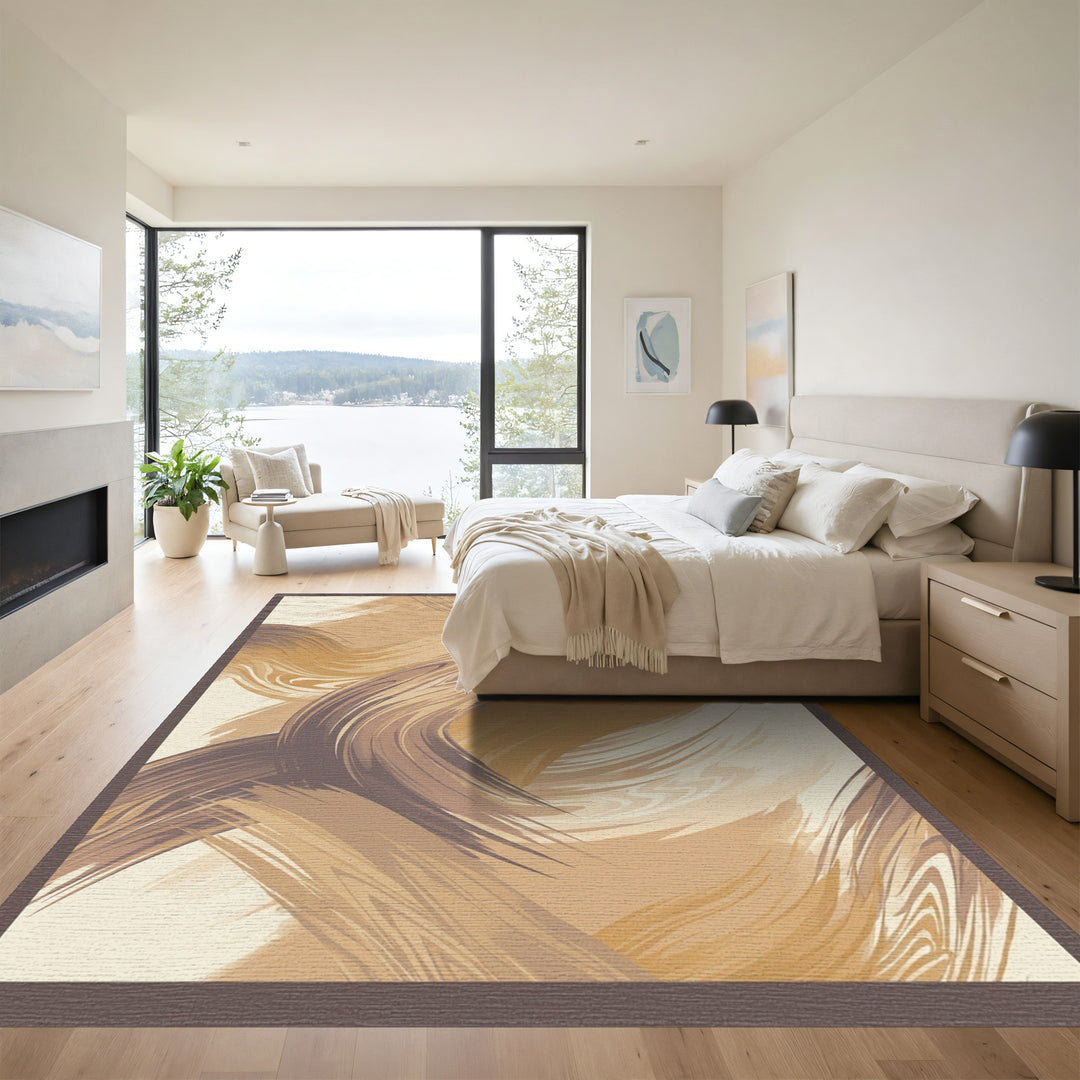 Earthy Swirl Abstract Brushstrokes Rug