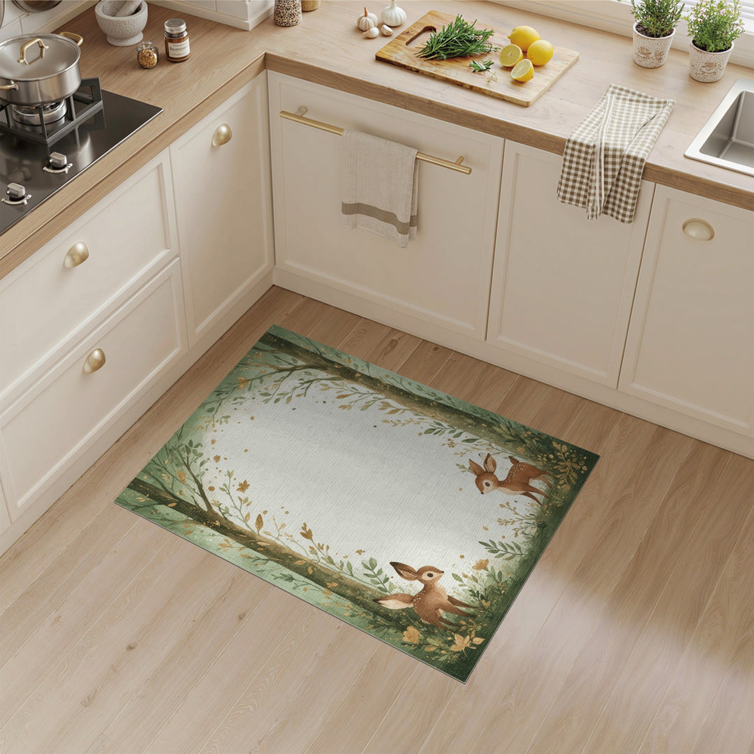 Whimsical Forest Fawns Kids Area Rug