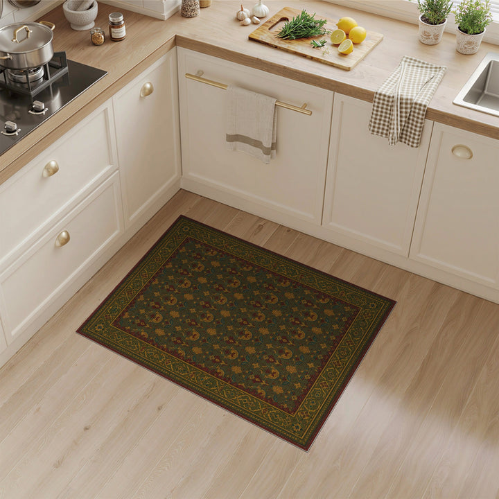 Green Persian Floral Area Rug