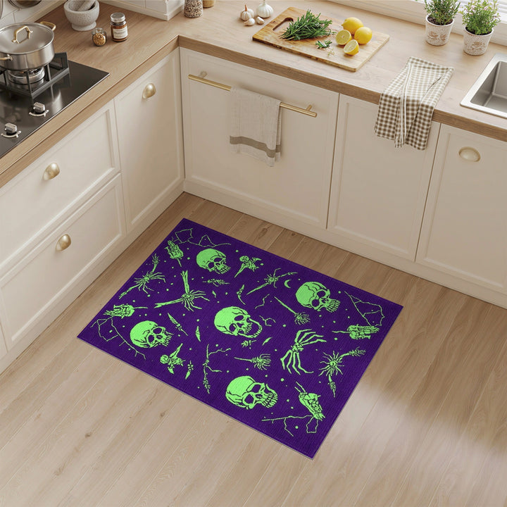 Neon Skull Spider Purple Area Rug