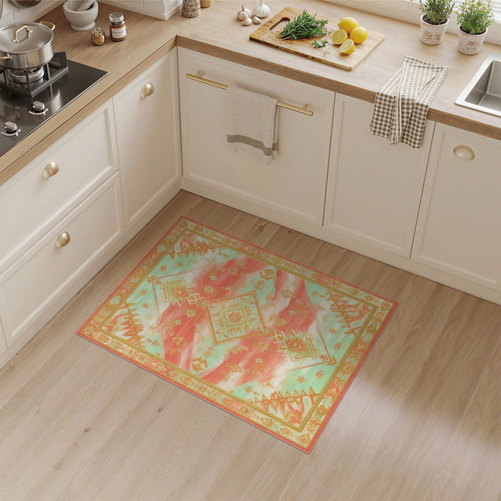 Coral Teal Southwestern Area Rug