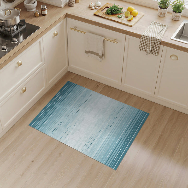 Teal Geometric Horizon Washable Area Rug
