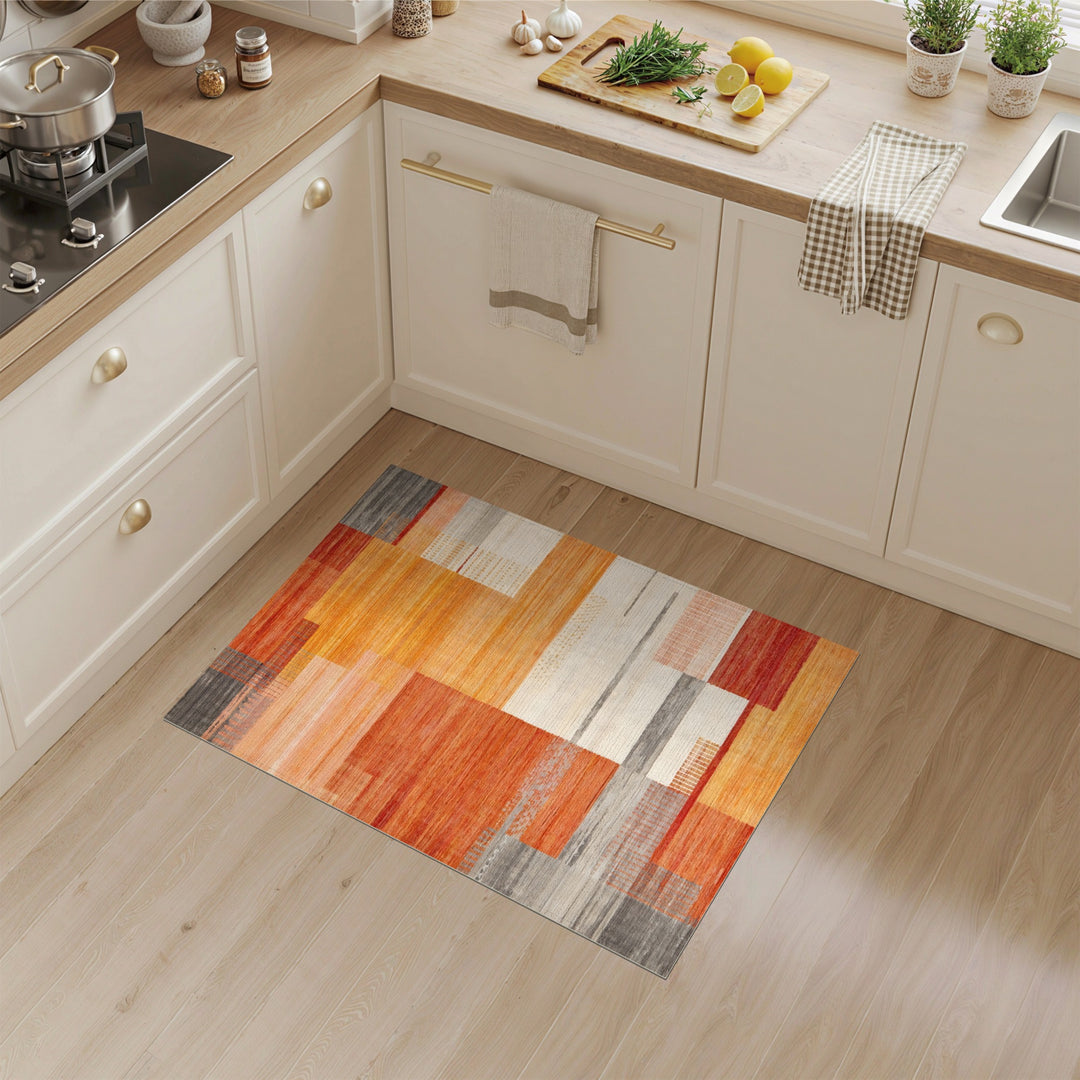 Abstract Area Orange Abstract Geometric Area Rug