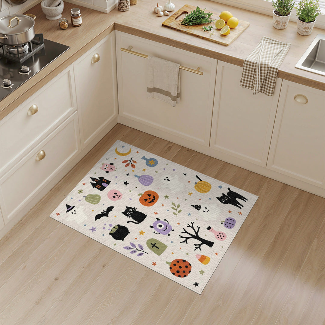 Halloween Cartoon Ghost Pumpkin Kids Rug