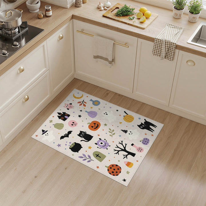 Halloween Cartoon Ghost Pumpkin Kids Rug