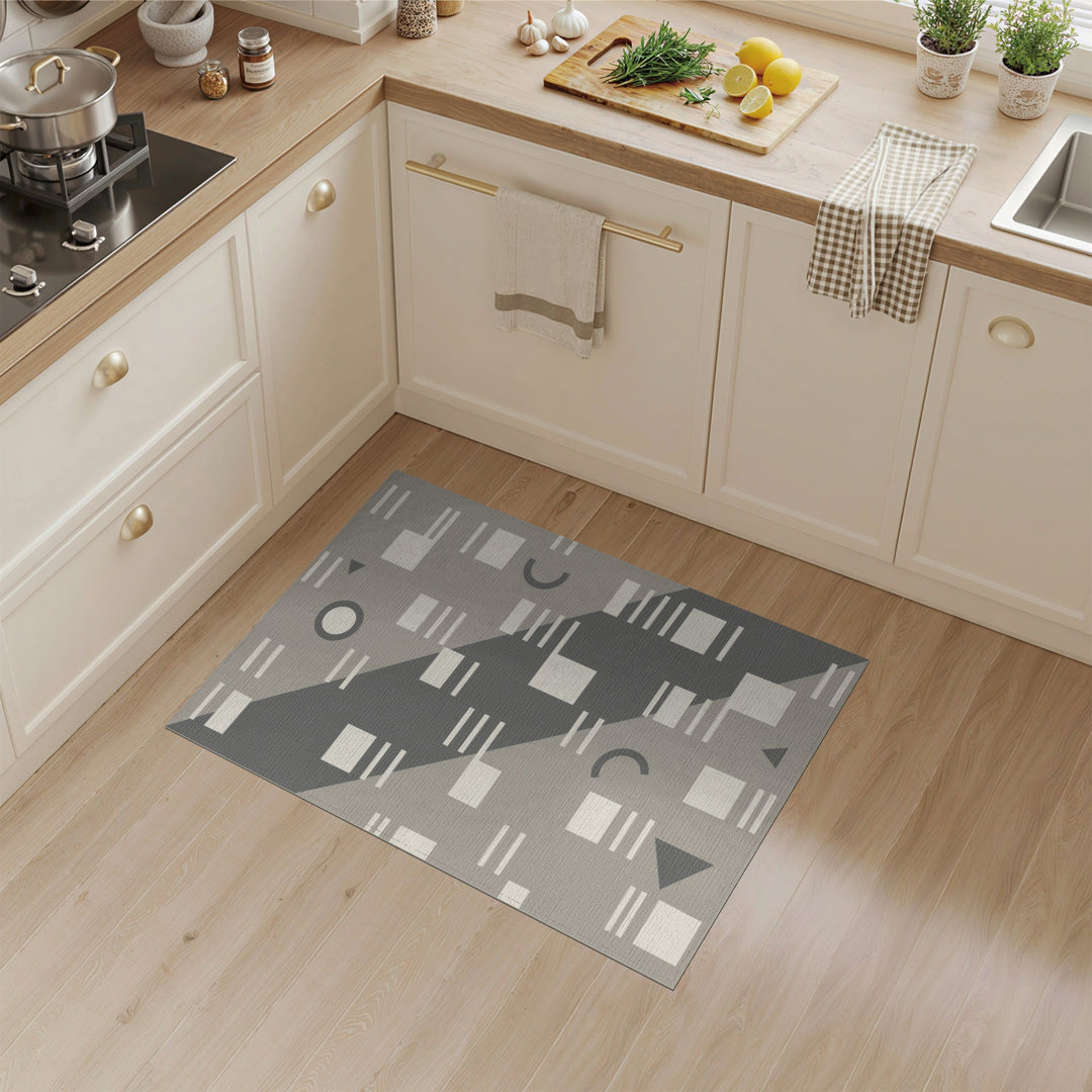 Grey Geometric Modern Area Rug
