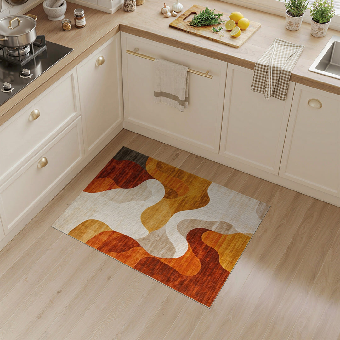 Orange Wave Orange Abstract Wave Area Rug