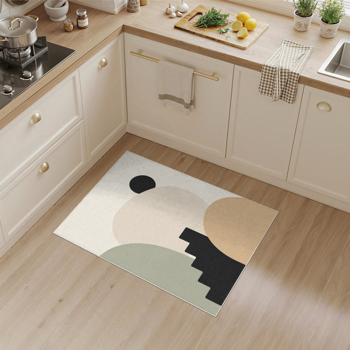 Beige and Neutral Abstract Beige Geometric Abstract Area Rug