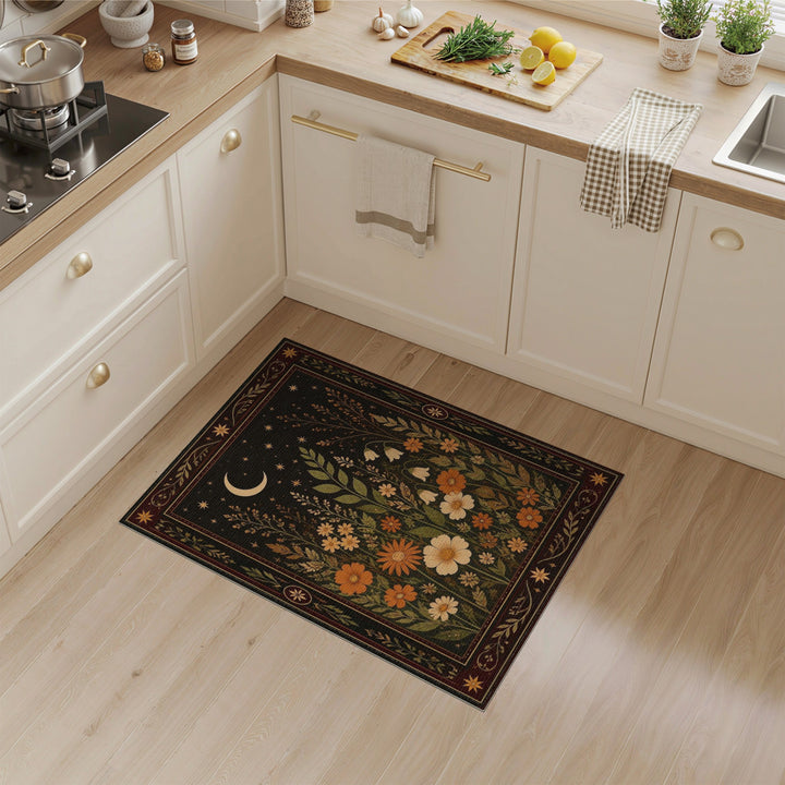 Celestial Moonlit Wildflower Area Rug