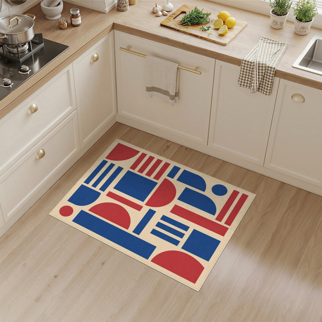 Multi-color and Patterns Bold Geometric Red Blue Area Rug