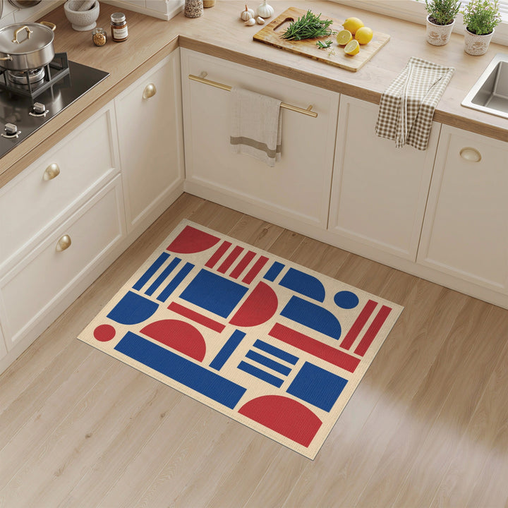 Multi-color and Patterns Bold Geometric Red Blue Area Rug