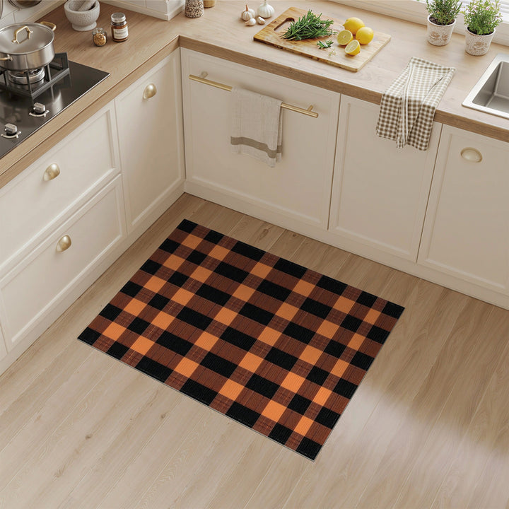 Orange Checkered Area Rug
