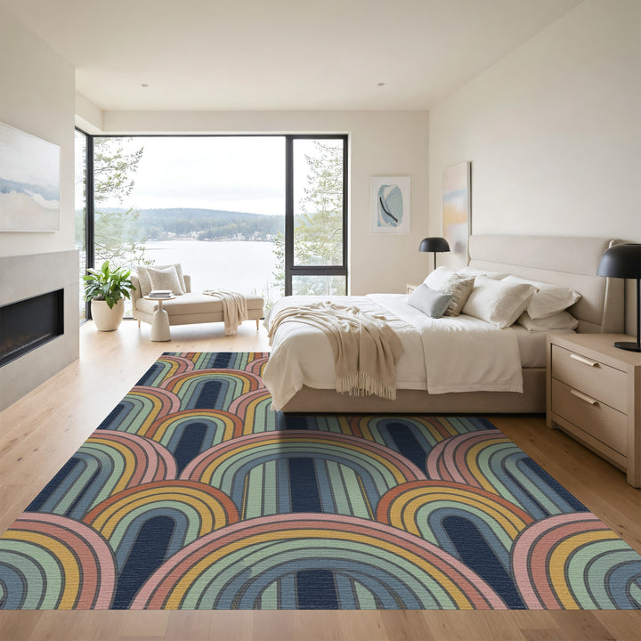 Colorful Arc Mid Century Modern Rug