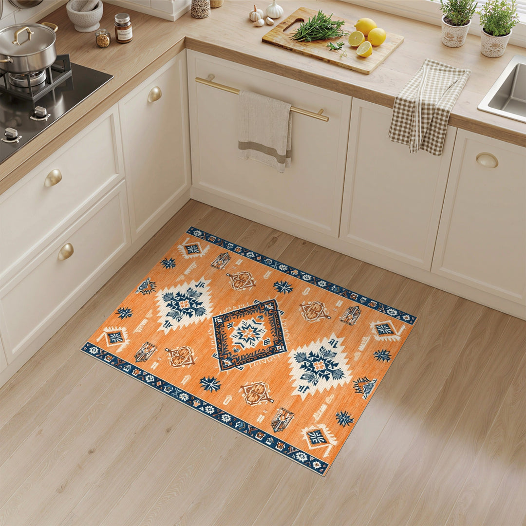 Orange Southwestern Geometric Area Rug