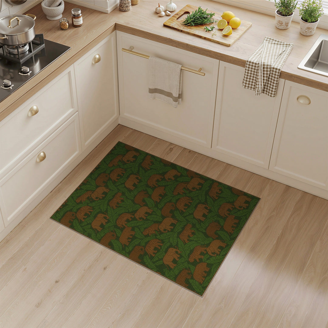 Green Elephant Tiger Leaf Area Rug