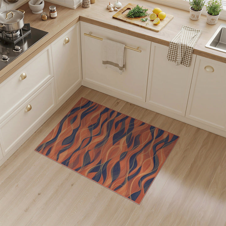 Abstract Area Wave Orange Abstract Wave Area Rug