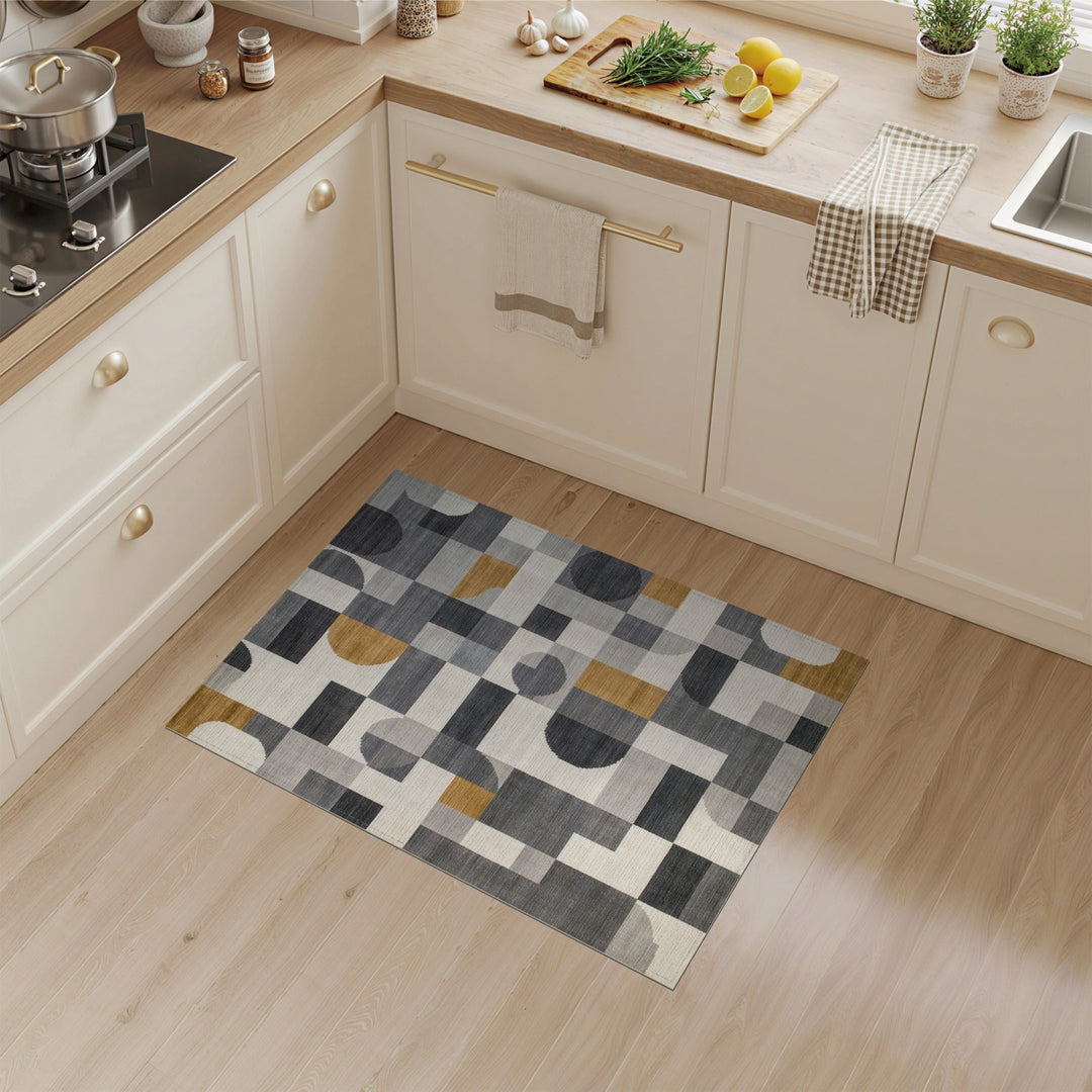 Grey Geometric Modern Area Rug