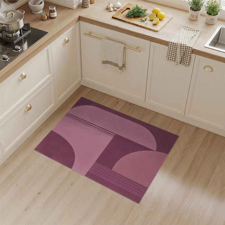 Purple Geometric Curves Area Rug
