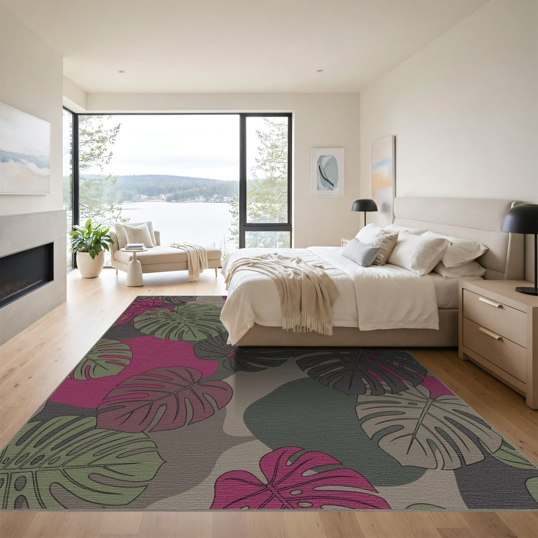 Monstera Leaves Camouflage Color Rug