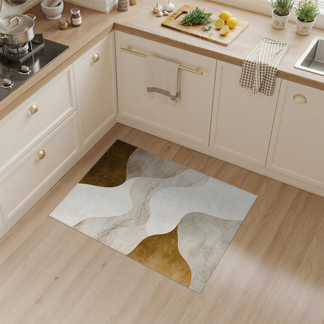 Beige Abstract Wave Area Rug