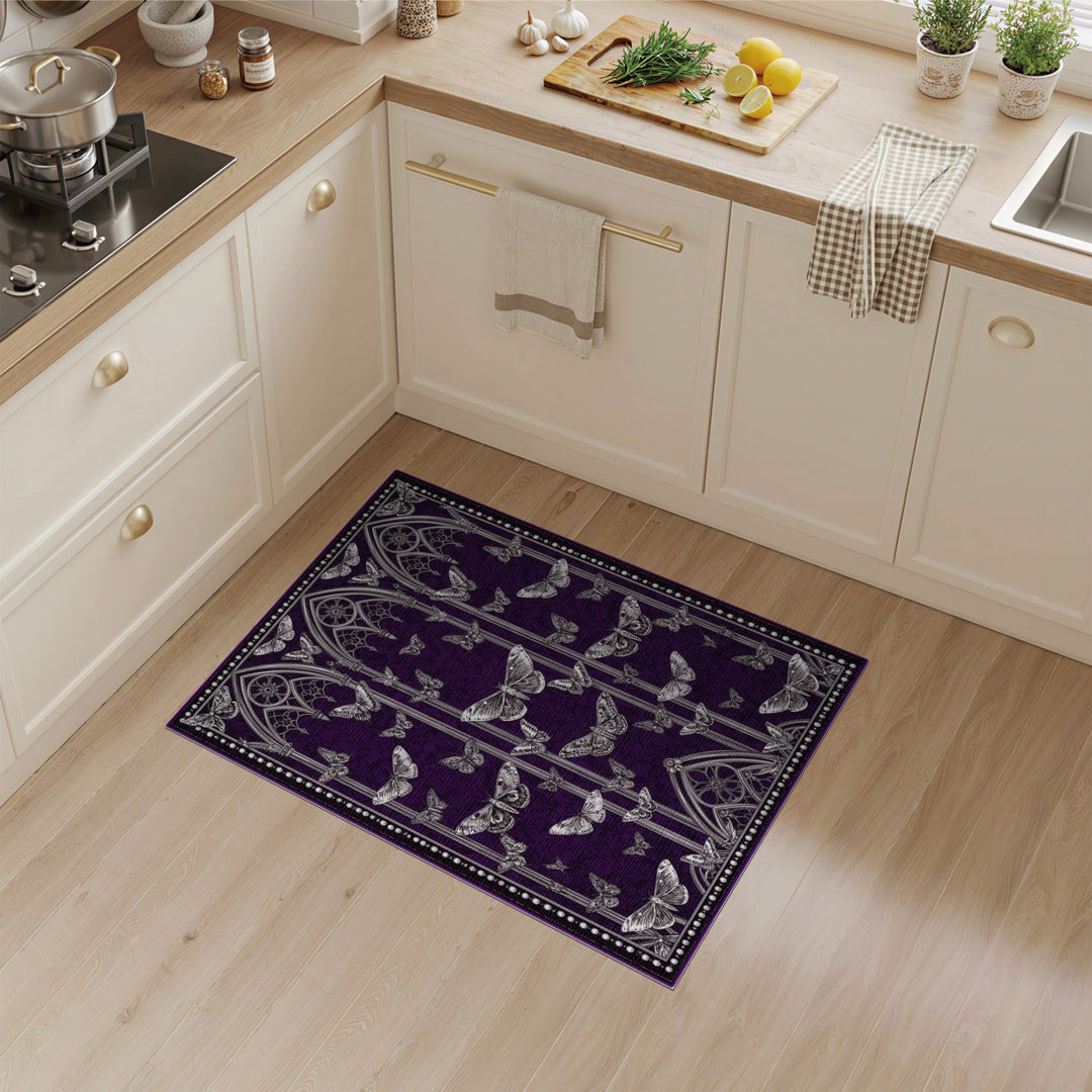 Purple Gothic Moth Area Rug