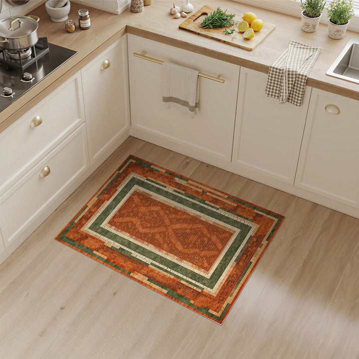 Mosaic Medallion Orange Area Rug