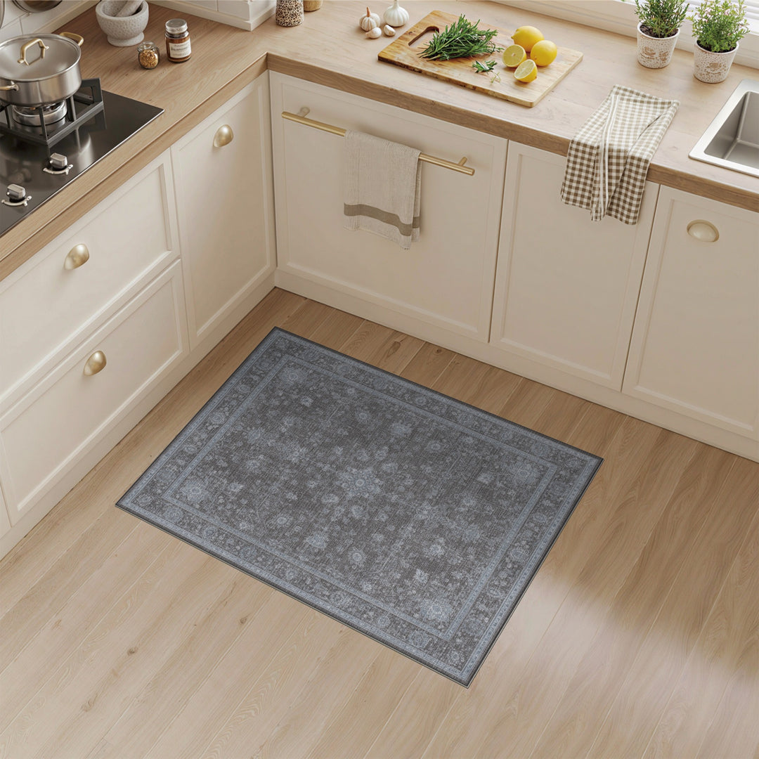 Grey Traditional Persian Floral Rug