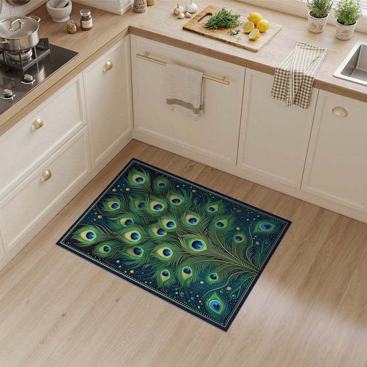 Peacock Feather Green Area Rug
