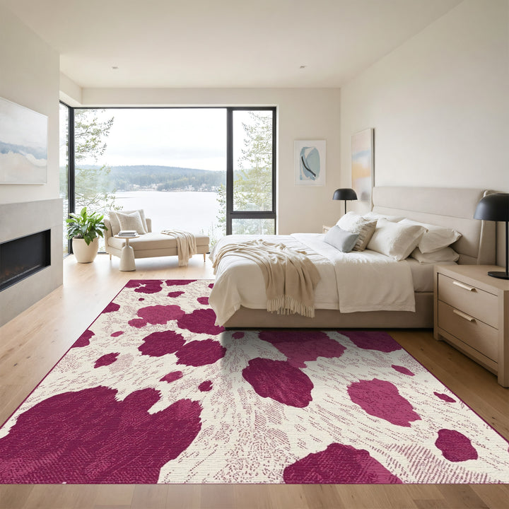 Berry Cowhide Spots Rug