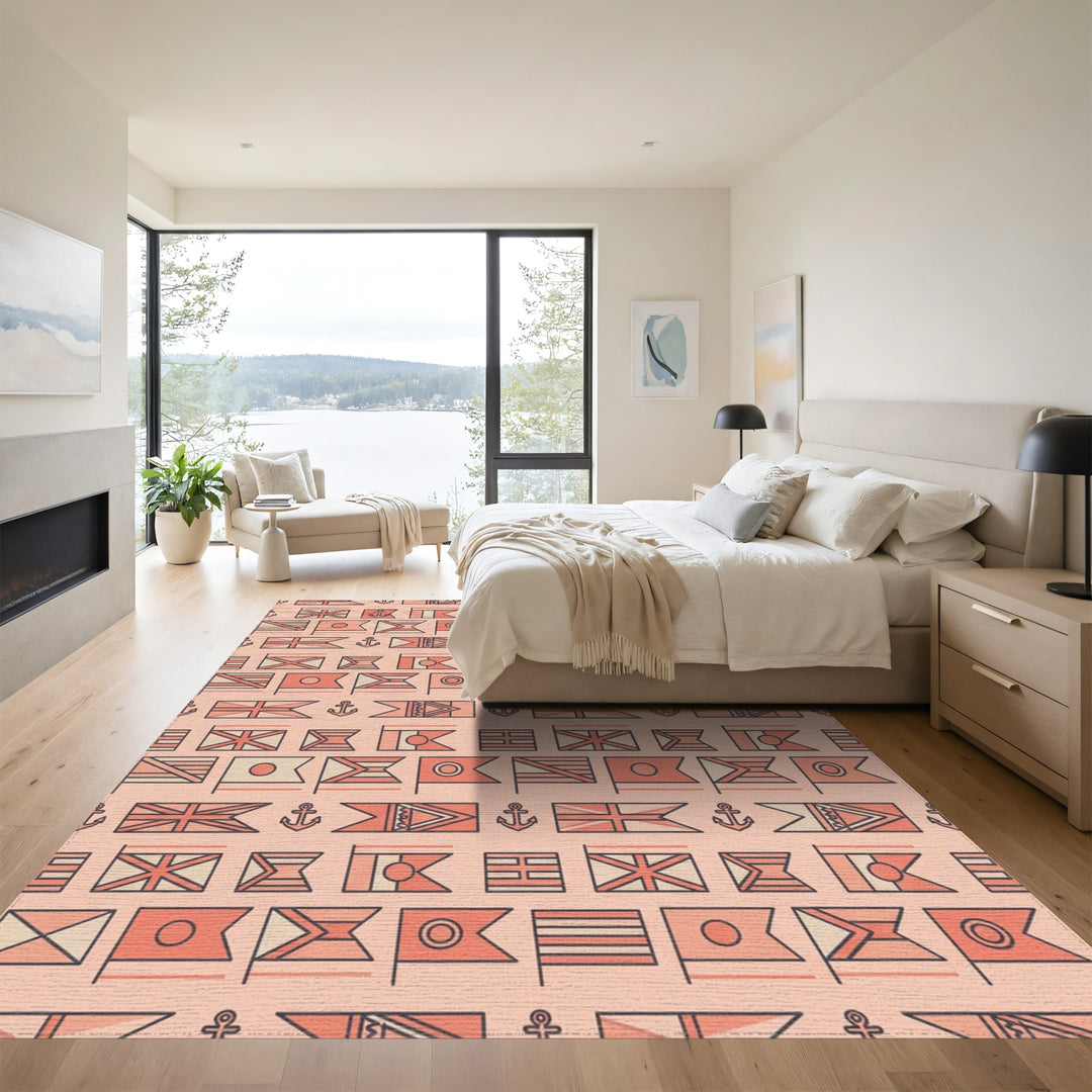 Nautical Flag Combination Peach Rug