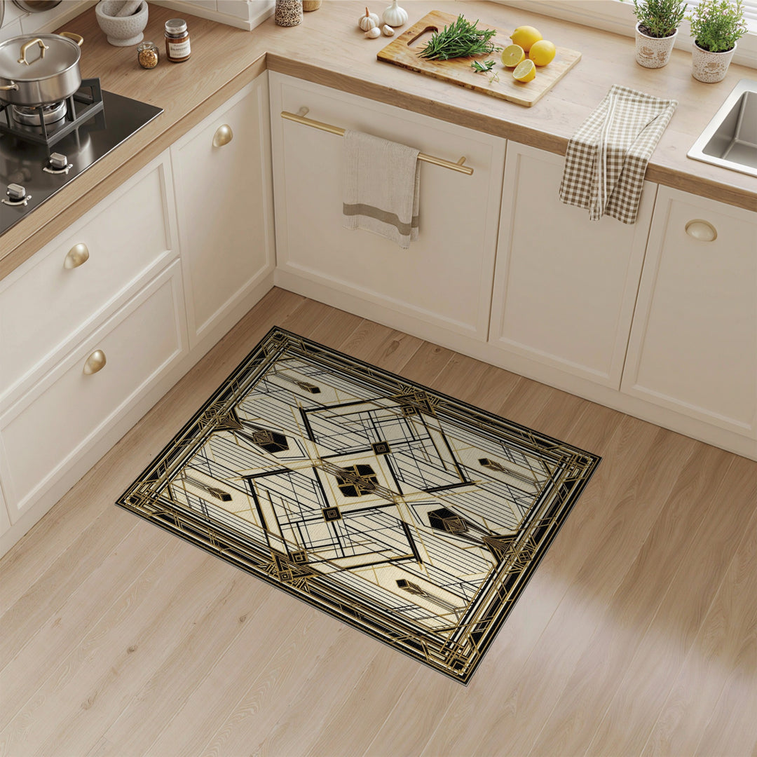 Geometric Modern Gold Geometric Art Deco Area Rug