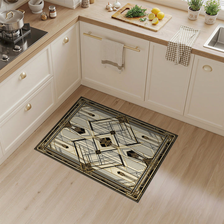 Geometric Modern Gold Geometric Art Deco Area Rug