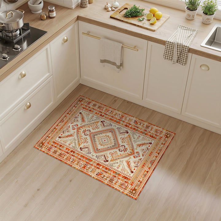 Orange Southwestern Geometric Area Rug