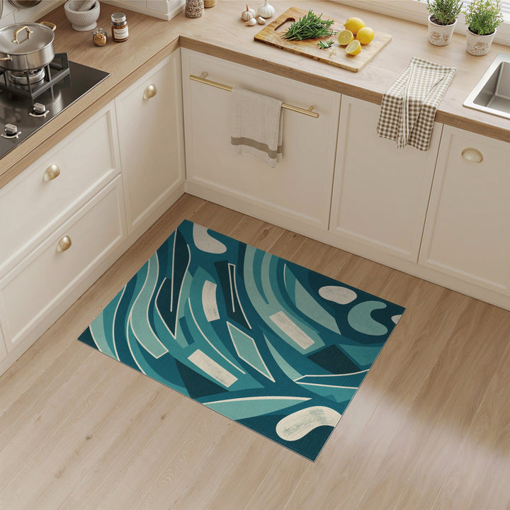 Teal Abstract Flow Area Rug