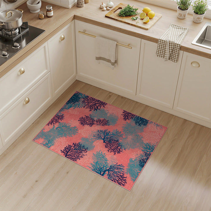 Pink Coral Reef Coastal Area Rug