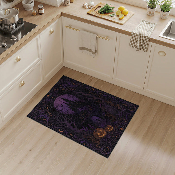 Mystical Purple Castle Halloween Area Rug